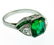 Art Deco Emerald Diamond Platinum RING - 6