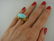 CARTIER Turquoise Yellow Gold RING Cocktail Diamond - 10