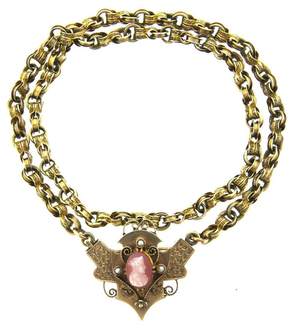 WOW Victorian 14k Yellow Gold, Pearl, Cameo & Carnelian (1 of 4)