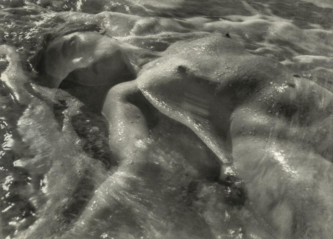 RUTH BERNHARD - In the Wave, 1945: Artist: Ruth Bernhard Title: In the Wave, 1945 Medium: Photo Litho, 1986, USA Dimensions: 9.3x6.7" Heat Wax Mounted on 11x14" Conservation Board Ruth Bernhard was a German-born American photographer. 