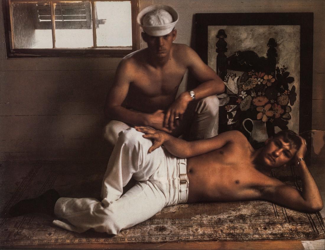 MARIE COSINDAS - Sailors, Key West, 1966: Artist: Marie Cosindas Title: Sailors, Key West, 1966 Medium: Photo Litho, 1997, China Dimensions: 8.6x6.6" Heat Wax Mounted on 11x14" Conservation Board Marie Cosindas (1923 - 2017) was an American p