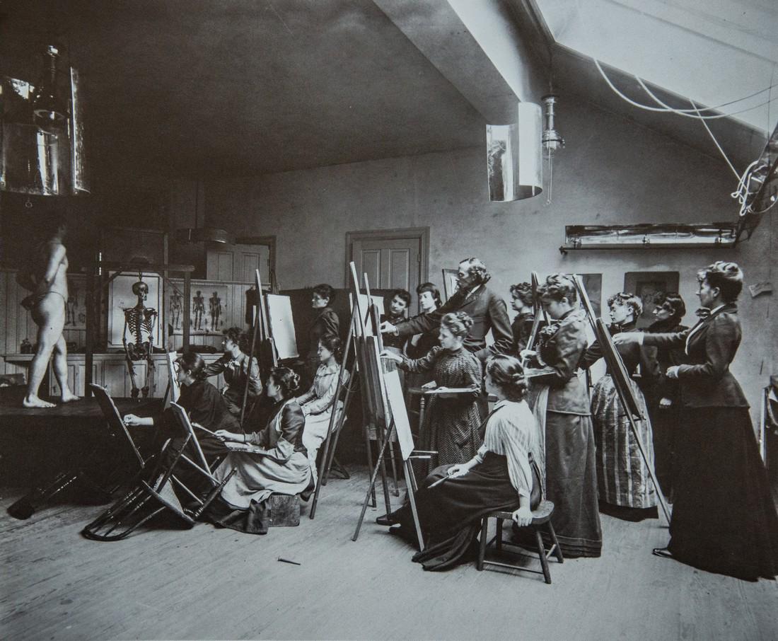 FRANCES BENJAMIN JOHNSTON - Art Class, 1890: Artist: Frances Benjamin Johnston Title: Art Class, 1890 Medium: Photo Litho, 1978, USA Dimensions: 10.25x8.5"Heat Wax Mounted on 12x16" Conservation Board Frances "Fannie" Benjamin Johnston (1864 - 1