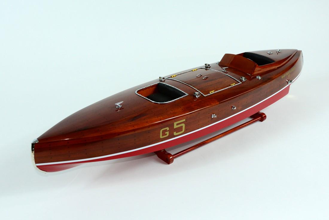 Baby Bootlegger RC: Dimension approx.: 35.5 inch L x 8.25 inch W x 9 inch H; The model is already built, designed for Radio Control. NOT a model ship kit; Hand crafted by artisans from scratch using high quality woods &