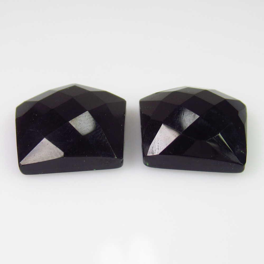 18.80 Ctw Natural Black Spinel Drilled Fancy Cut Pair (1 of 2)