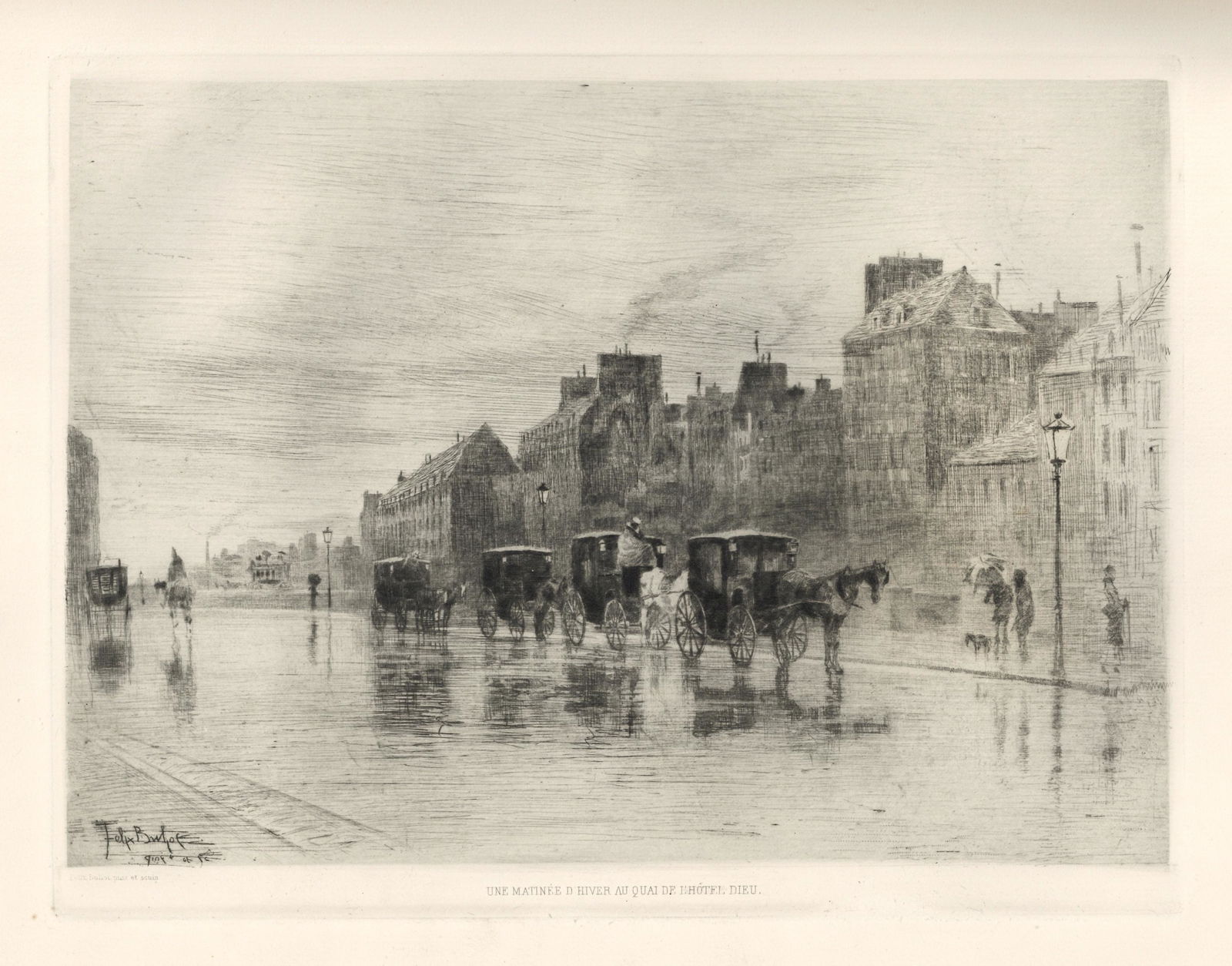 Felix Buhot "Matinee d'Hiver au Quai de l'Hotel-Dieu" (1 of 1)
