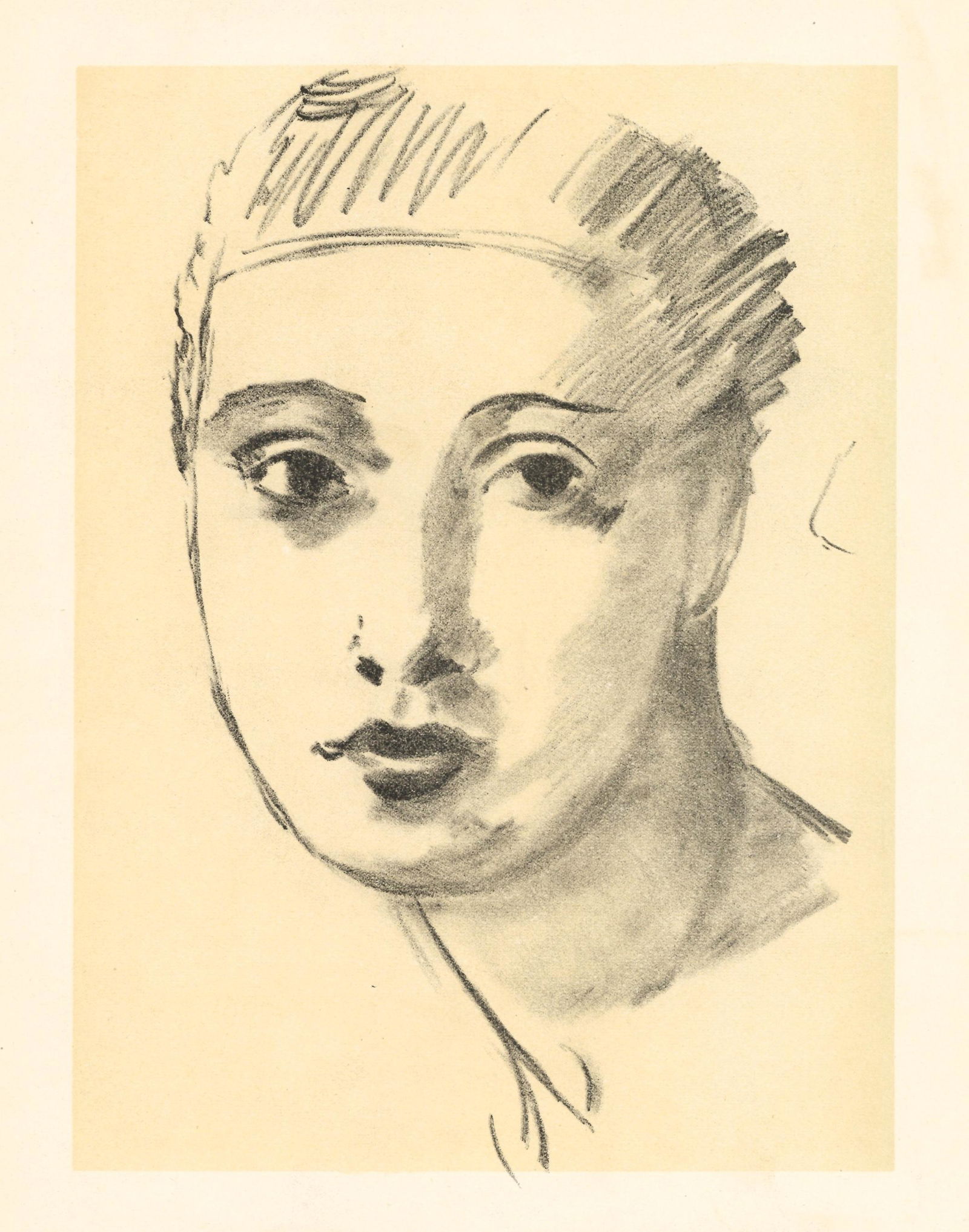 Andre Derain lithograph "Portrait": Medium: lithograph. Printed by Mourlot and published in Paris by Teriade for Verve (Volume 1, Number 5-6), in 1939. Verve was founded in 1937 to showcase original prints by the leading artists of the