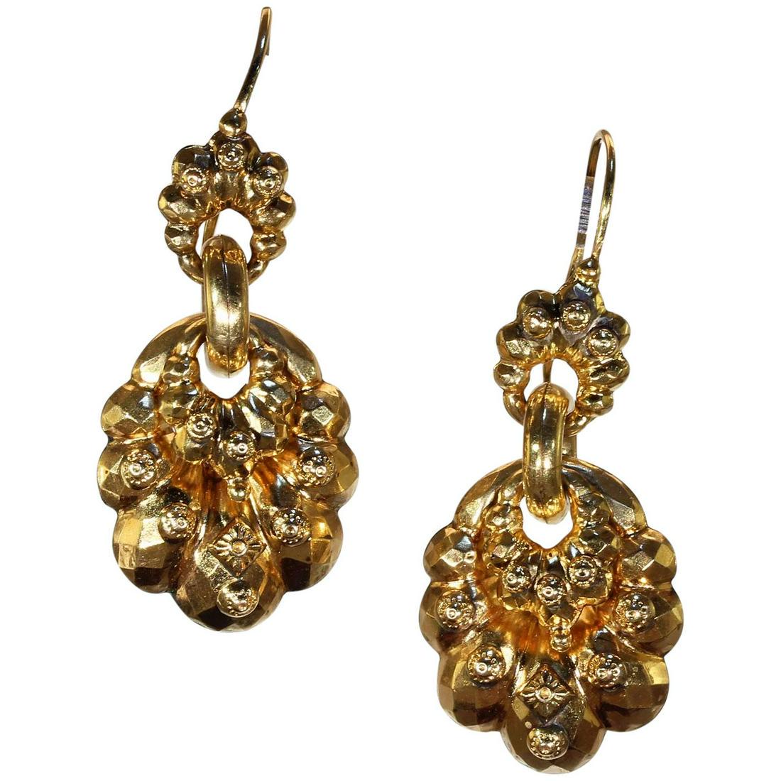 Antique Victorian Gold Drop Earrings: She likes those baubles that make her swoon, that take her by surprise, that have just the right amount of flash – usually just a touch. She likes the bright and happy, the handmade things, the thin