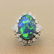 Gem Australian Black Opal Diamond Platinum Ring - 2