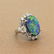 Gem Australian Black Opal Diamond Platinum Ring - 3