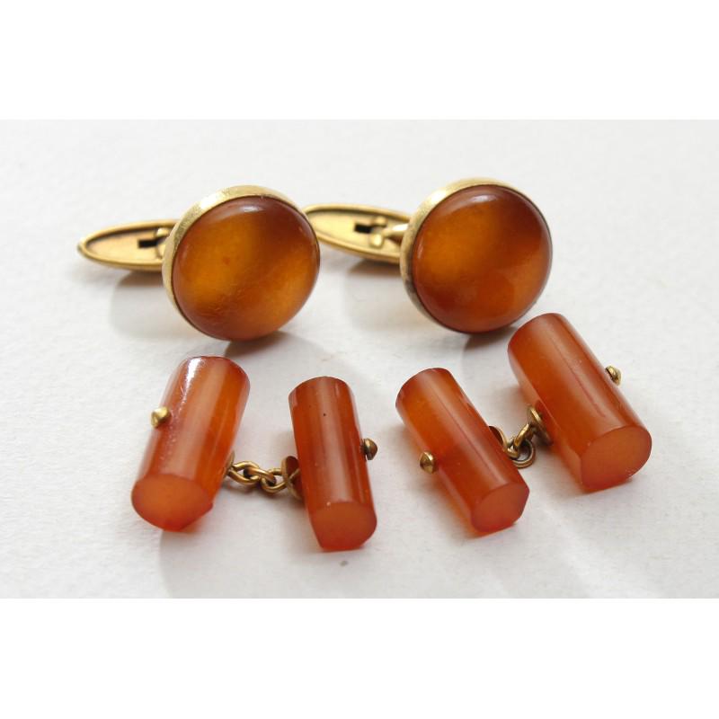 Natural Baltic amber cufflinks, 2 pair, gold-plated (1 of 10)