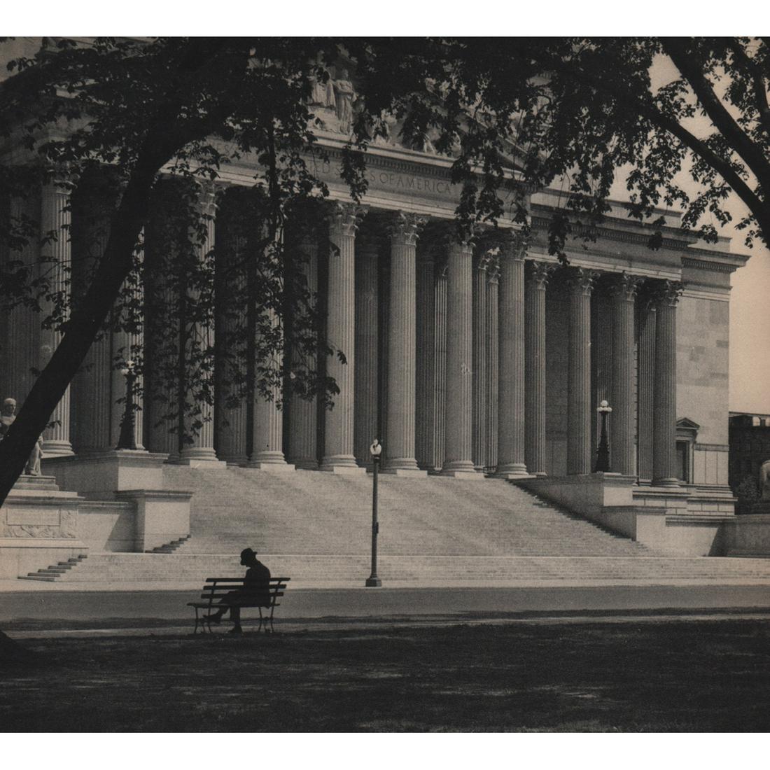 MARIO BUCOVICH - Tomb - The Archives: Artist: MARIO BUCOVICH Print Title: Tomb - The Archives, Washington DC Medium: Sheet-fed Gravure Printing Date: 1930's Printed in the USA Image Size approx: 7.5 x 8 inches Mario von Bucovich (1884-194