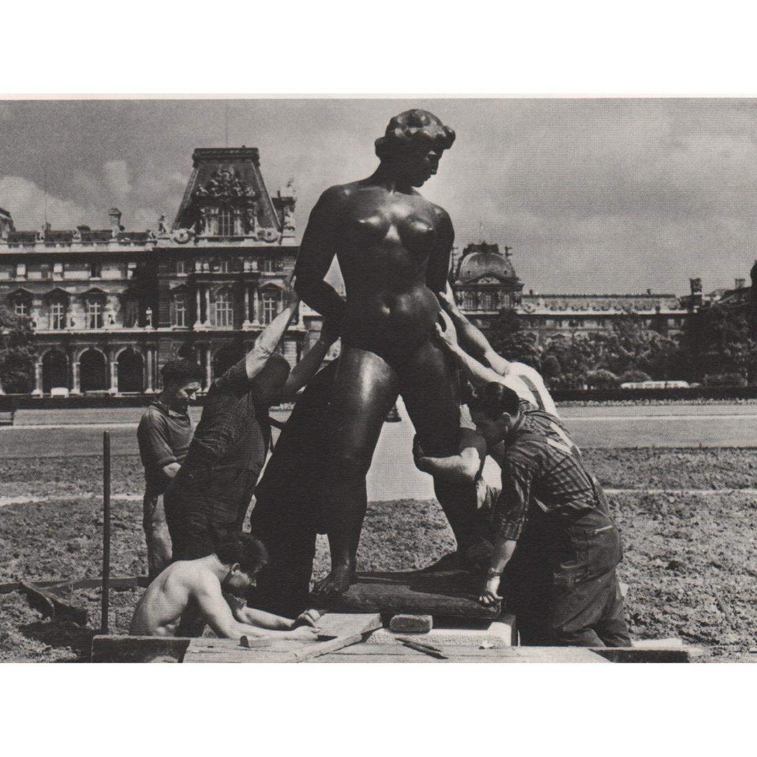 ROBERT DOISNEAU - L'Action Enchainee statue by Aristide: Artist: ROBERT DOISNEAU Print Title: L'Action Enchainee statue by Aristide Maillol Medium: Duo-tone engraving Printing Date: 1980's Printed in Switzerland Image Size approx: 4 x 5.25 inches Robert Doi