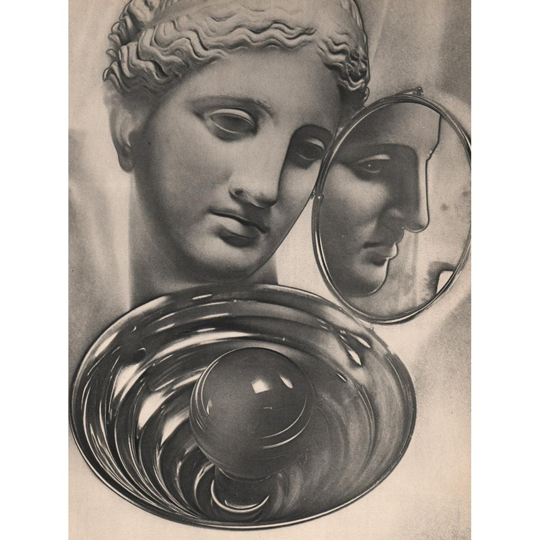 MAN RAY - Untitled - Greek bust with mirror: Artist: MAN RAY Print Title: Untitled Medium: Sheet-fed Gravure Printing Date: 1930's Printed in France Image size approx: 11 x 8.5 inches Man Ray, original name Emmanuel Radnitzky, was born on August