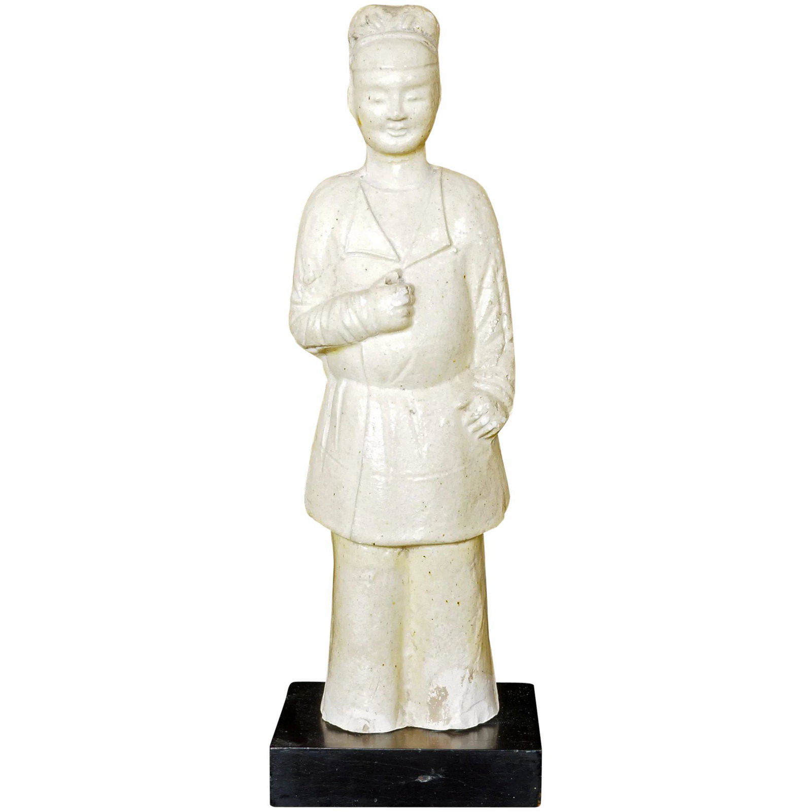 Ancient Sui/Tang Figure of an Official c600 to 907 AD: A molded figure of a court official that is so very old and was once buried. It’s like stepping back into an ancient time. A low fired buff colored molded ceramic in the shape of an official. He has