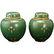 Pair Chinese Qing Green Cloisonné Lidded Jars
