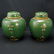 Pair Chinese Qing Green Cloisonné Lidded Jars - 2