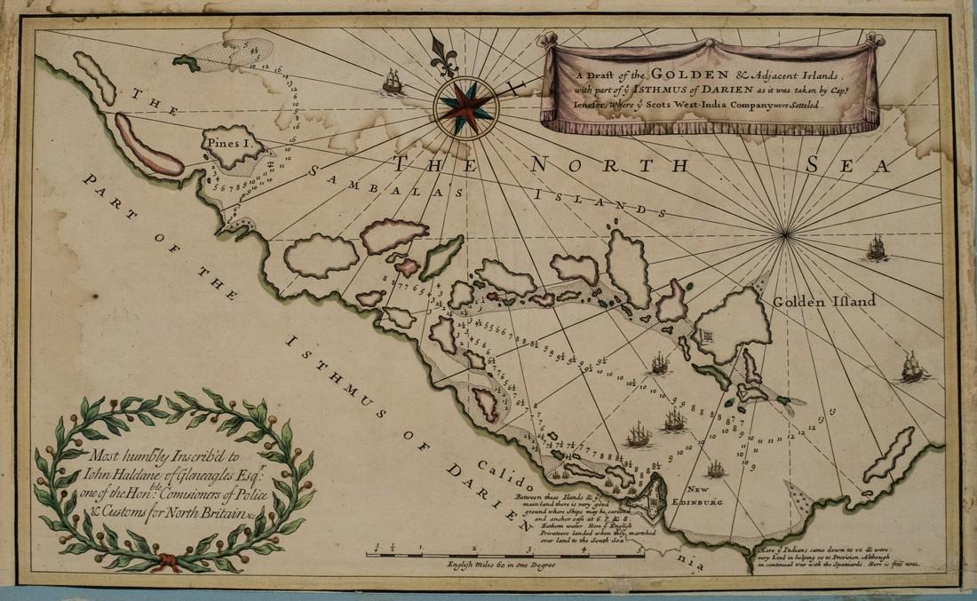 1721 Senex Map of the Atlantic Side of Panama -- A: Title/Content of Map: 1721 Senex Map of the Atlantic Side of Panama -- A Draft of the Golden & Adjacent Islands, with part of ye Isthmus of Darien as it was taken by Capt. Ieneser. Where ye Scots West