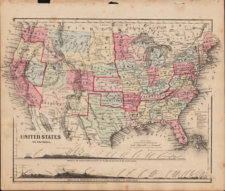 Unusual U. S. map showing two topog. profiles (1 of 5)