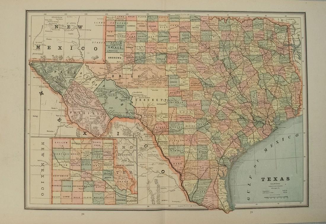 1886 Cram Map of Texas [verso] Indian Territory [verso] (1 of 3)