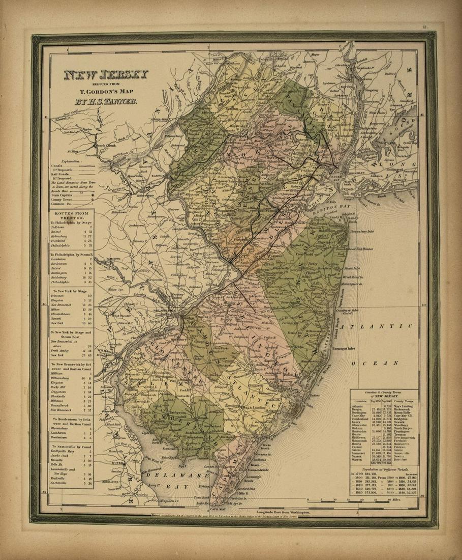 1841 Tanner map of New Jersey -- New Jersey Reduced (1 of 1)
