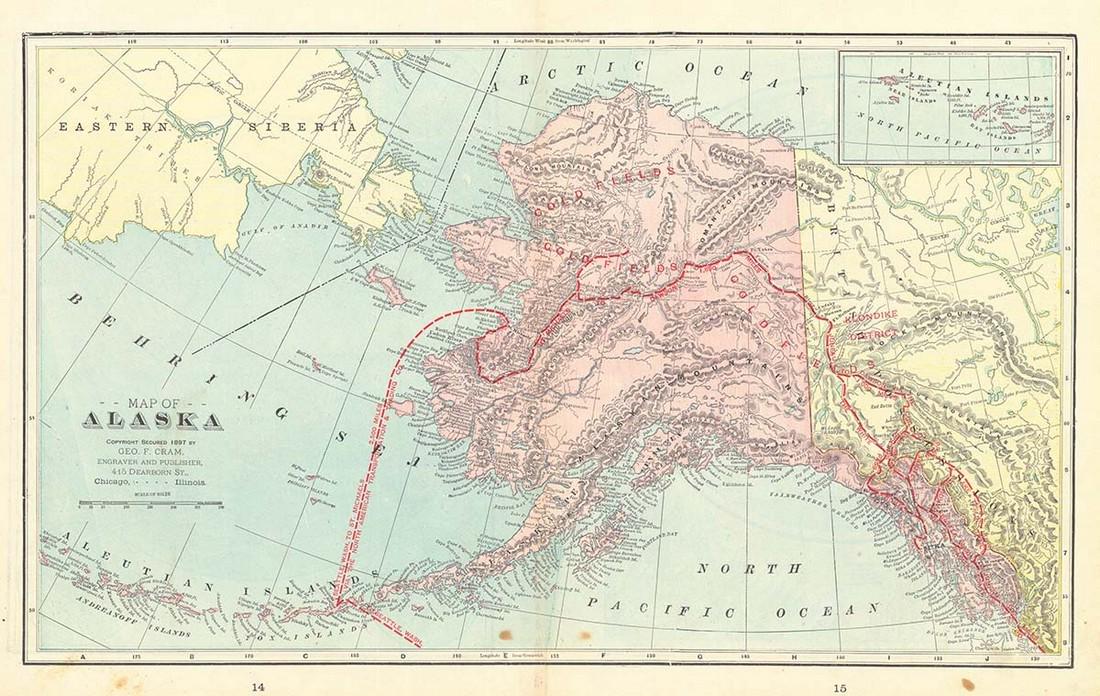 Map of Alaska. Copyright Secured 1897 by Geo. F. (1 of 1)