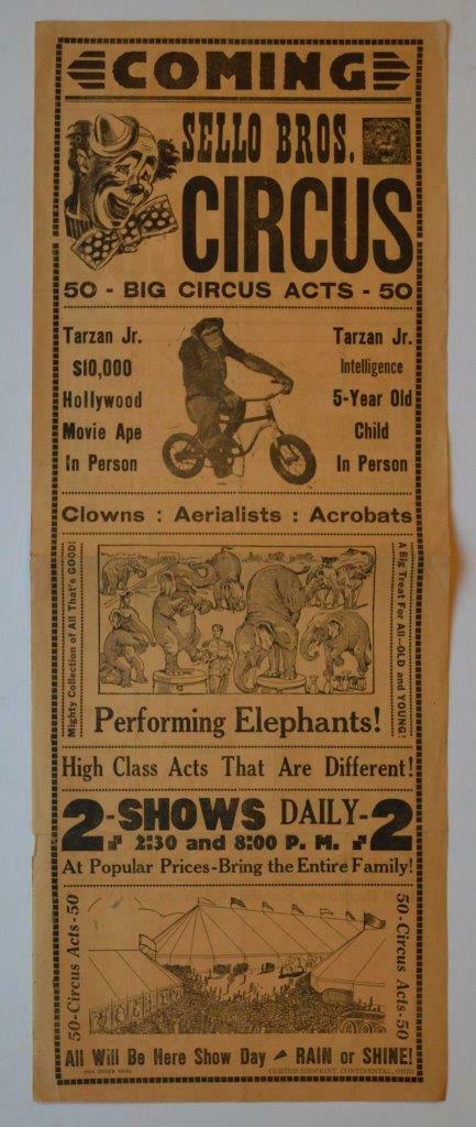 VINTAGE c1940 s SELLO BROS. 50 ACT CIRCUS ADVERTISEMENT (1 of 2)