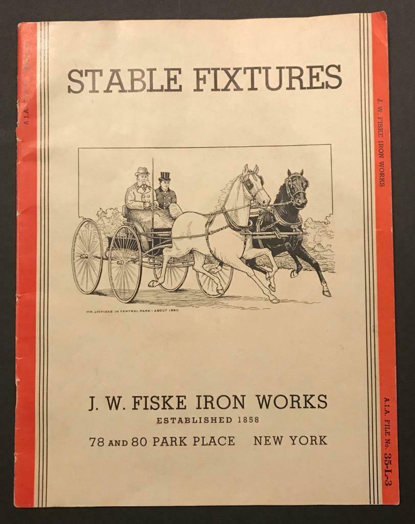 c1890 JW FISKE IRON WORKS CATALOG, HORSE STABLE ITEMS, (1 of 9)