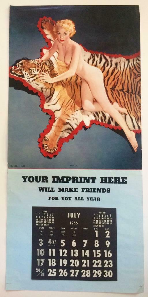 34"X 16" c1955 PIN UP GIRL TIGER LIL PRINT SALESMAN (1 of 2)