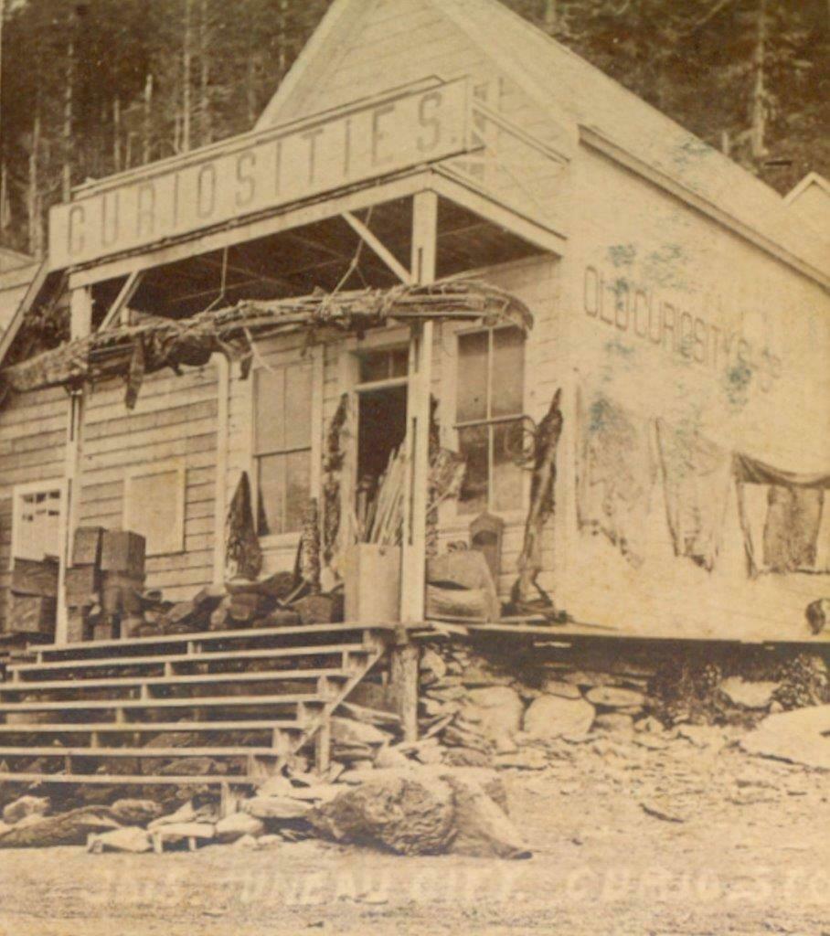 c.1880 JUNEAU CITY ALASKA CURIOSITY SHOP w NATIVE GOODS (1 of 3)
