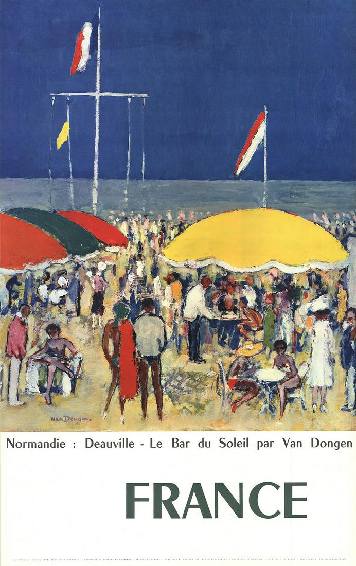 Kees van Dongen: Normandie-Deauville, Le Bar du Soleil: Normandie-Deauville, Le Bar du Soleil by Kees van Dongen, 1960 Unsigned Offset Lithograph. Paper size is 39 x 24.5 inches, with an image size of 29.5 x 24.5 inches. The Offset Lithograph is from an ed