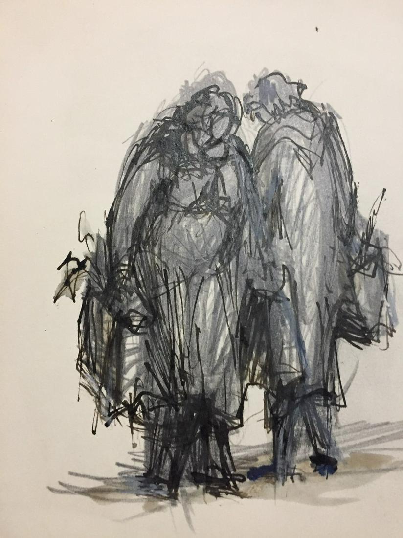 Jean Hélion (1904 - 1987): Les Ménagères: Artist: Jean Hélion (1904 - 1987) Title: Les Ménagères Medium: drawing on paper with pencil Dimensions: 25.3×32.6 cm Reserve: $700.00 Shipping: Domestic: Flat-rate of $100.00 to anywhere within th