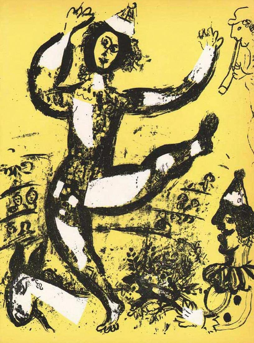 Marc Chagall Le Cirque Original lithograph: Artist: Marc Chagall Country: Russia Title: Le Cirque Medium: Original Lithograph not signed nor numbered Printed: 1960 by Mourlot, France Paper Size: Vellum paper 12.50 x 9.50 inch Provenance: The Li