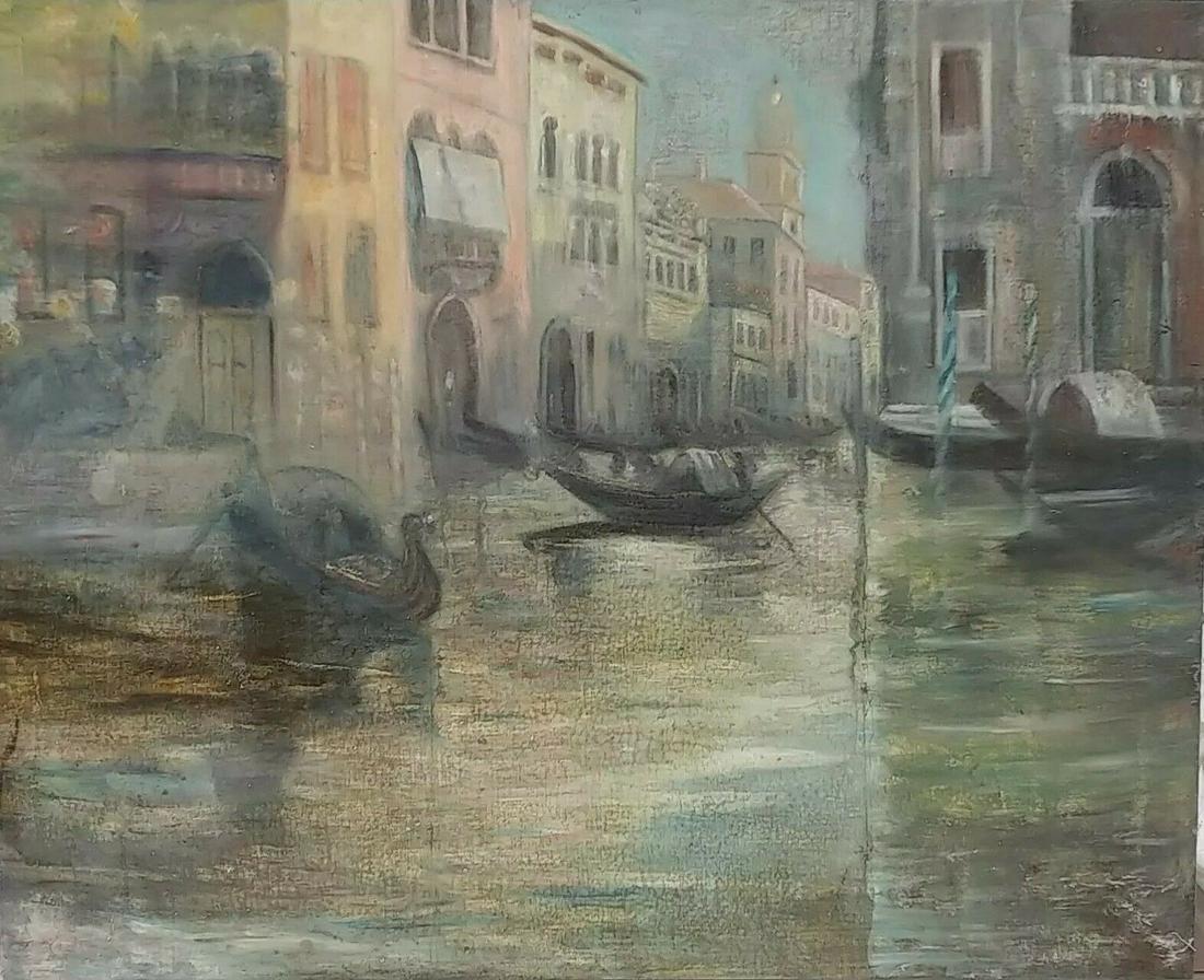 Antique Italian school Oil on Canvas of Venice: ANTIQUE OIL PAINTING OF THE VENICE SEEN SIGNED LOWER LEFT VERY GOOD CONDITION AS SEEN ON PICTURES . FROM THE EAST HAMPTON ESTATE. FRAMED. SIZE 32 x 26 INCHES. Reserve: $300.00 Shipping: Domestic: Flat