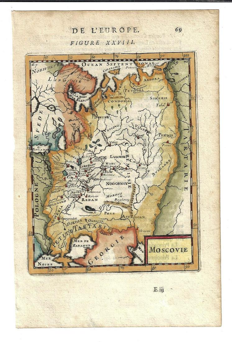 1683 Map of Russia Moscovie Mallet Handcolored (1 of 1)