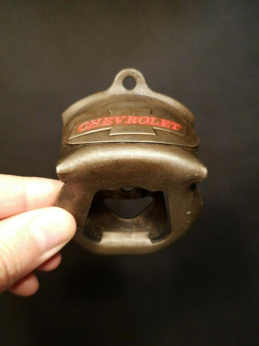 Chevy Chevrolet Beer Bottle Cap Opener: 3 1/4" tall x 2 3/8" wide Such a neat Chevrolet wall mount bottle opener! Reserve: $20.00 Shipping: Domestic: Flat-rate of $8.00 to anywhere within the contiguous U.S. International: Foreign shipping 