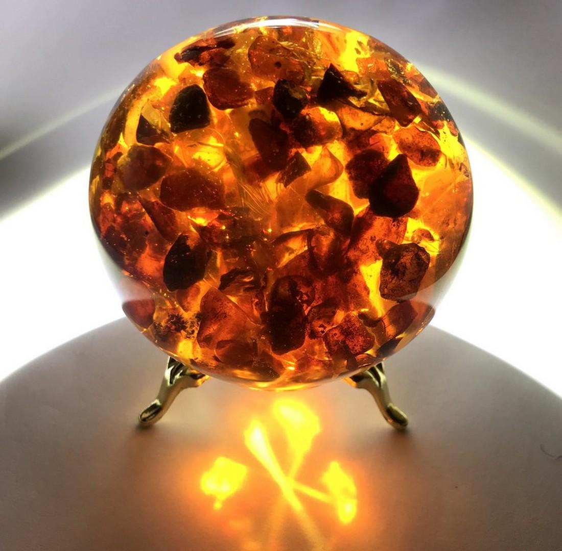 Unique and Remarkable Amber Ball on a pedestal (1 of 9)