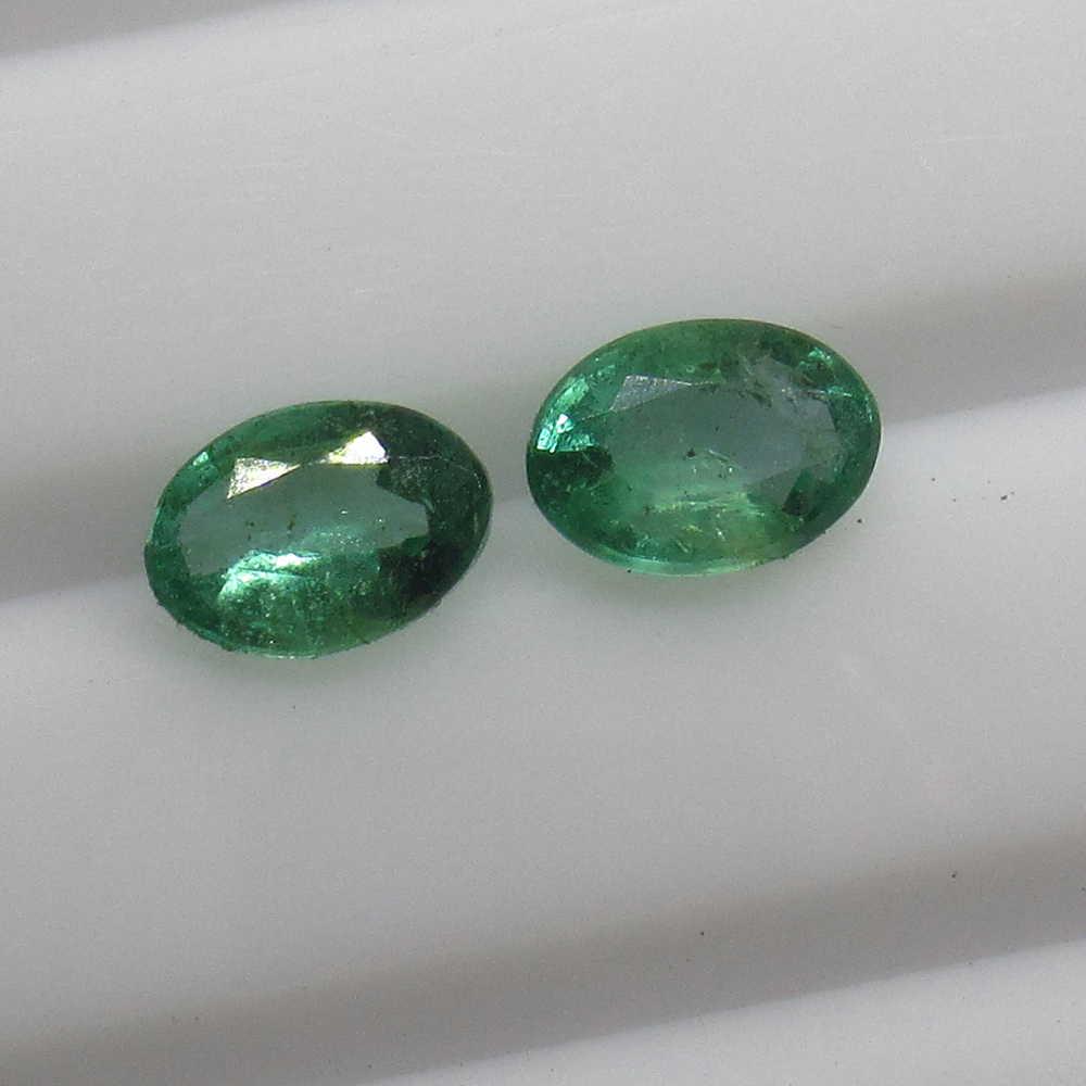 1.40 Ct Genuine Zambian Emerald Oval Pair (1 of 3)