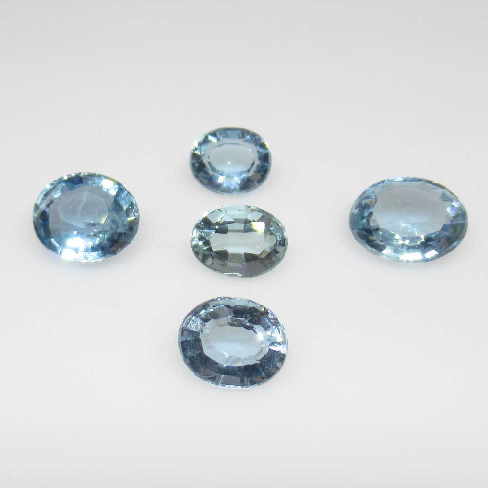 4.52 Ct Genuine 5 Blue Aquamarine Oval Set (1 of 2)