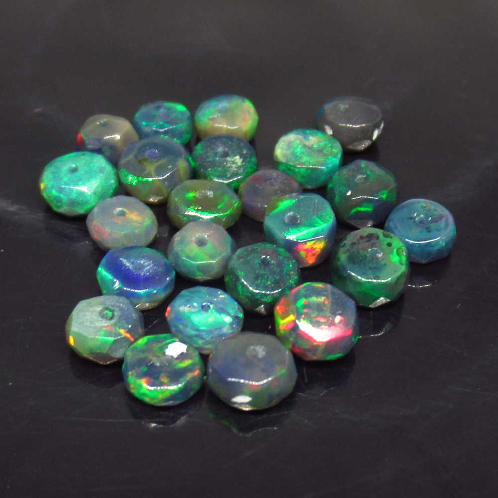 5.19 Ct Genuine 23 Drilled Faceted Fire Black Opal: No Reserve! Title: 5.19 Ct Genuine 23 Drilled Faceted Fire Black Opal Beads Stone Clarity: Translucent Gemstone: Natural Faceted Black Opal Beads Carat Weights: 5.19 Size/Dimensions: 3.80 to 4.60 mm /