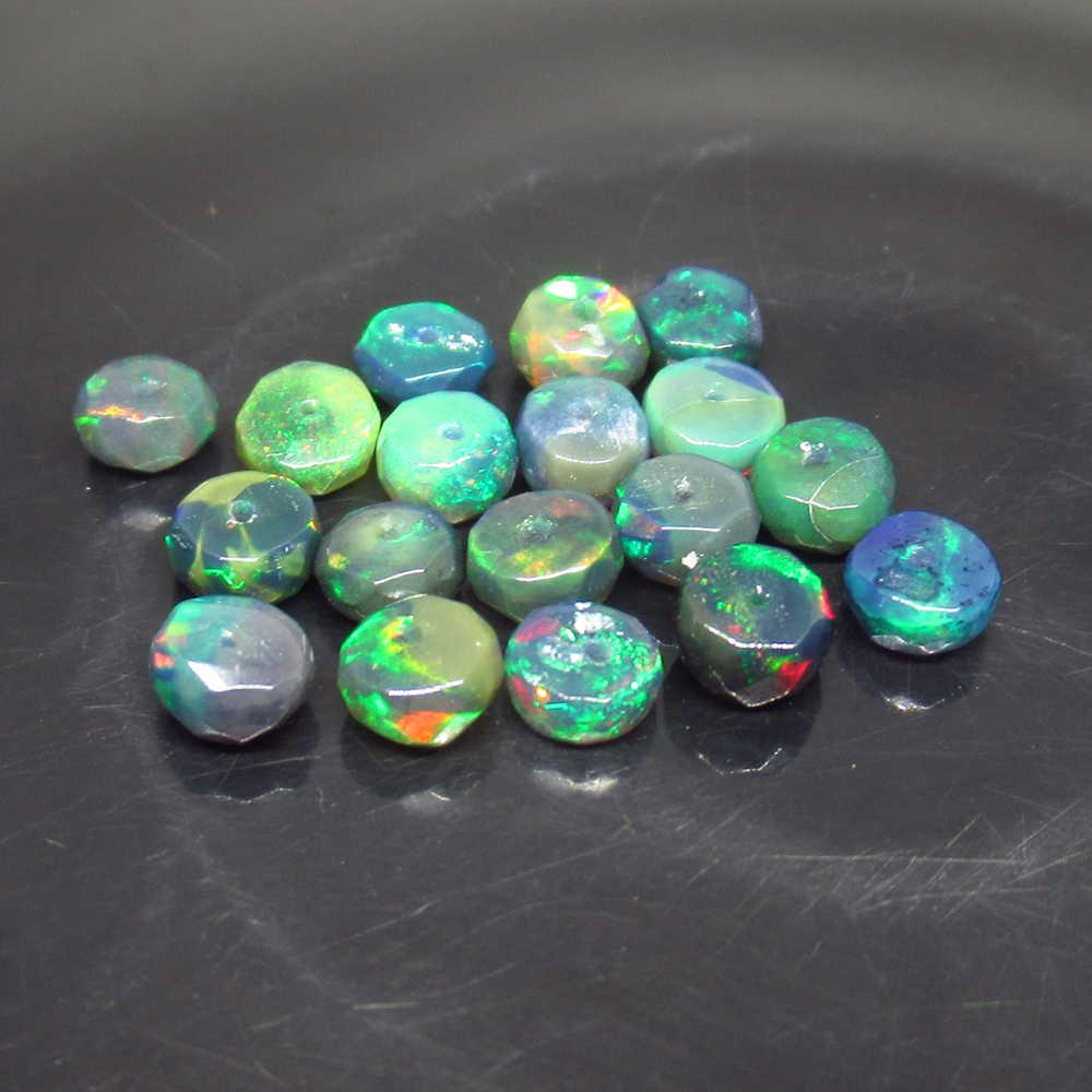 4.64 Ct Genuine 18 Drilled Faceted Fire Black Opal: No Reserve! Title: 4.64 Ct Genuine 18 Drilled Faceted Fire Black Opal Beads Stone Clarity: Translucent Gemstone: Natural Faceted Black Opal Beads Carat Weights: 4.64 Size/Dimensions: 4.40 to 4.60 mm /