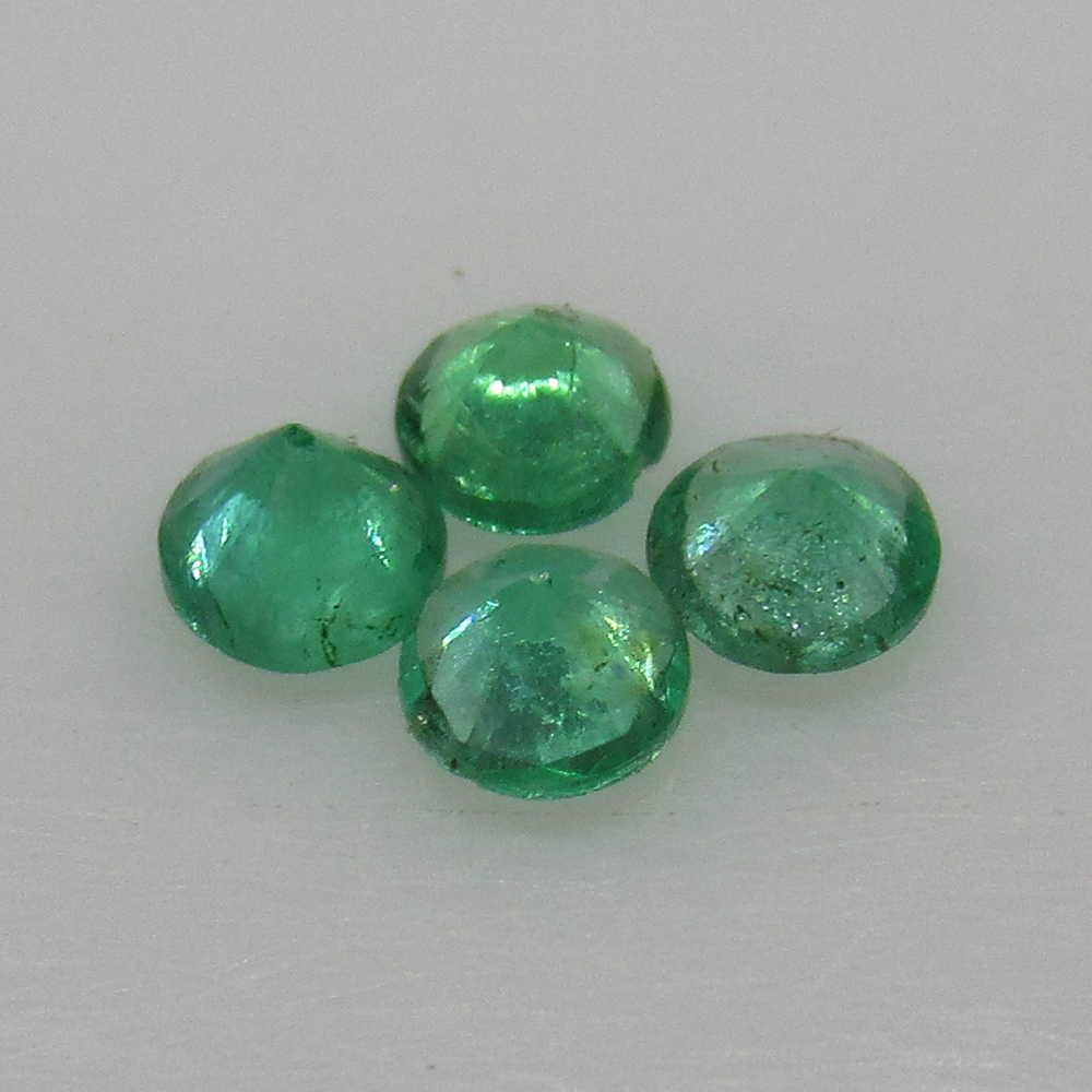 0.40 Ct Genuine 4 Zambian Emerald Round Set (1 of 2)