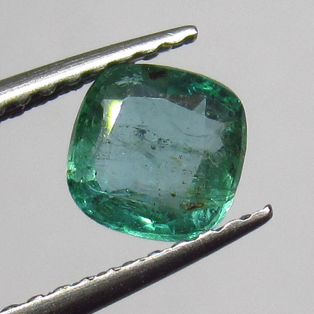 0.68 Ct Genuine Zambian Emerald Cushion Cut (1 of 2)