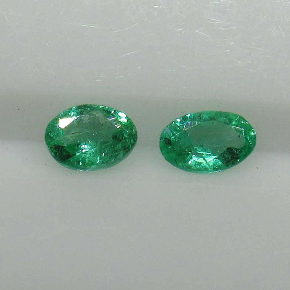 0.42 Ctw Natural Zambian Emerald Oval Pair (1 of 2)