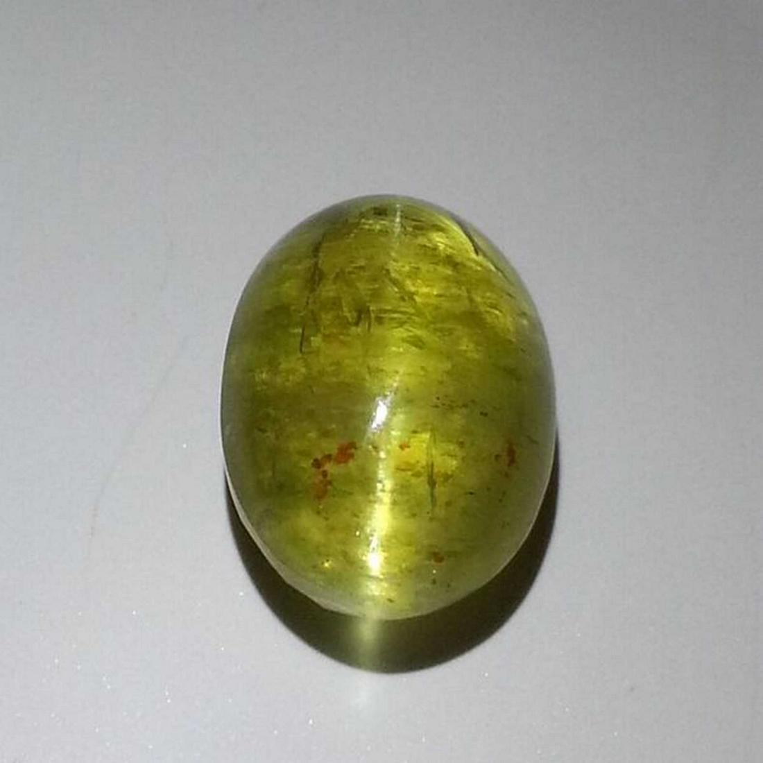 11.60 ct Natural Apatite cat's Eye: No Reserve! Title: 11.60 ct Natural Apatite cat's Eye Color/Clarity: Semi Transparent Loosegemstone Carat Weights: 11.6 Size/Dimensions: 15.40 x 10.60 x 8.30 Oval - Jharkhand Shipping: Worldwide: Flat