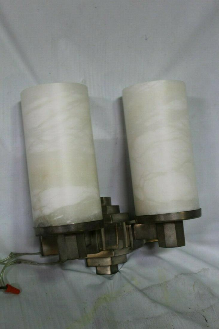 Art Deco Sconces in Bronze and Alabaster shades (1 of 6)