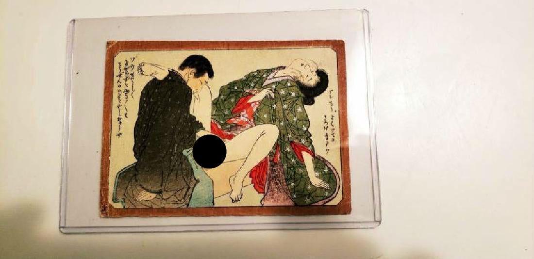 Antique Original Japanese Shunga Erotic woodblock print: Original Antique woodblock orint Erotic Shunga Title" The Act". Meiji Period(1868-1912) very good condition for its age. 5"X3.5" Reserve: $80.00 Shipping: Domestic: Flat-rate of $30.00 to anywhere wit