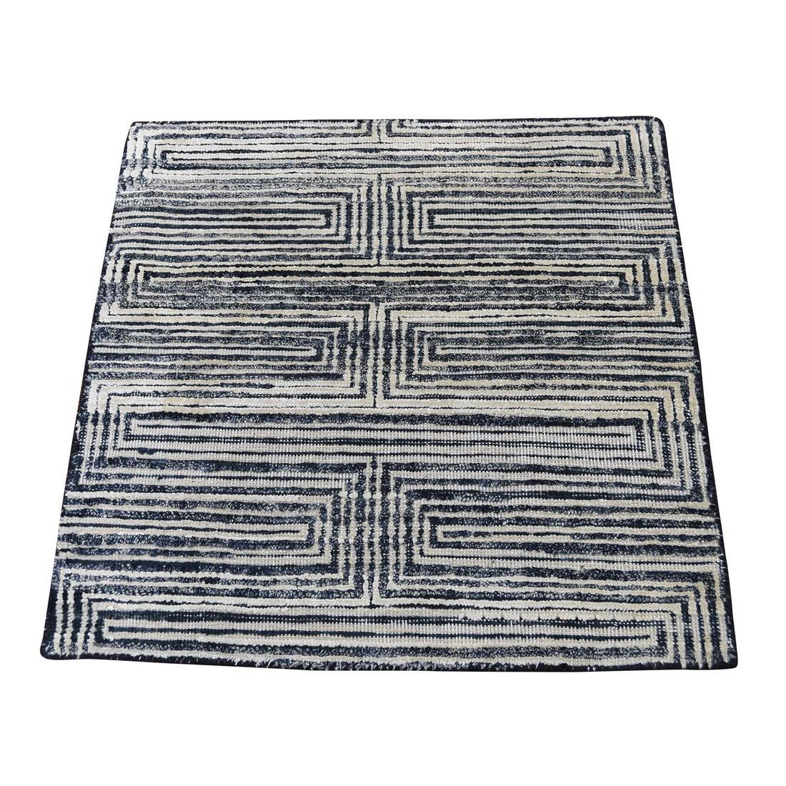 Silk With Oxidized Wool Hand-Knotted Sample Rug (1 of 4)