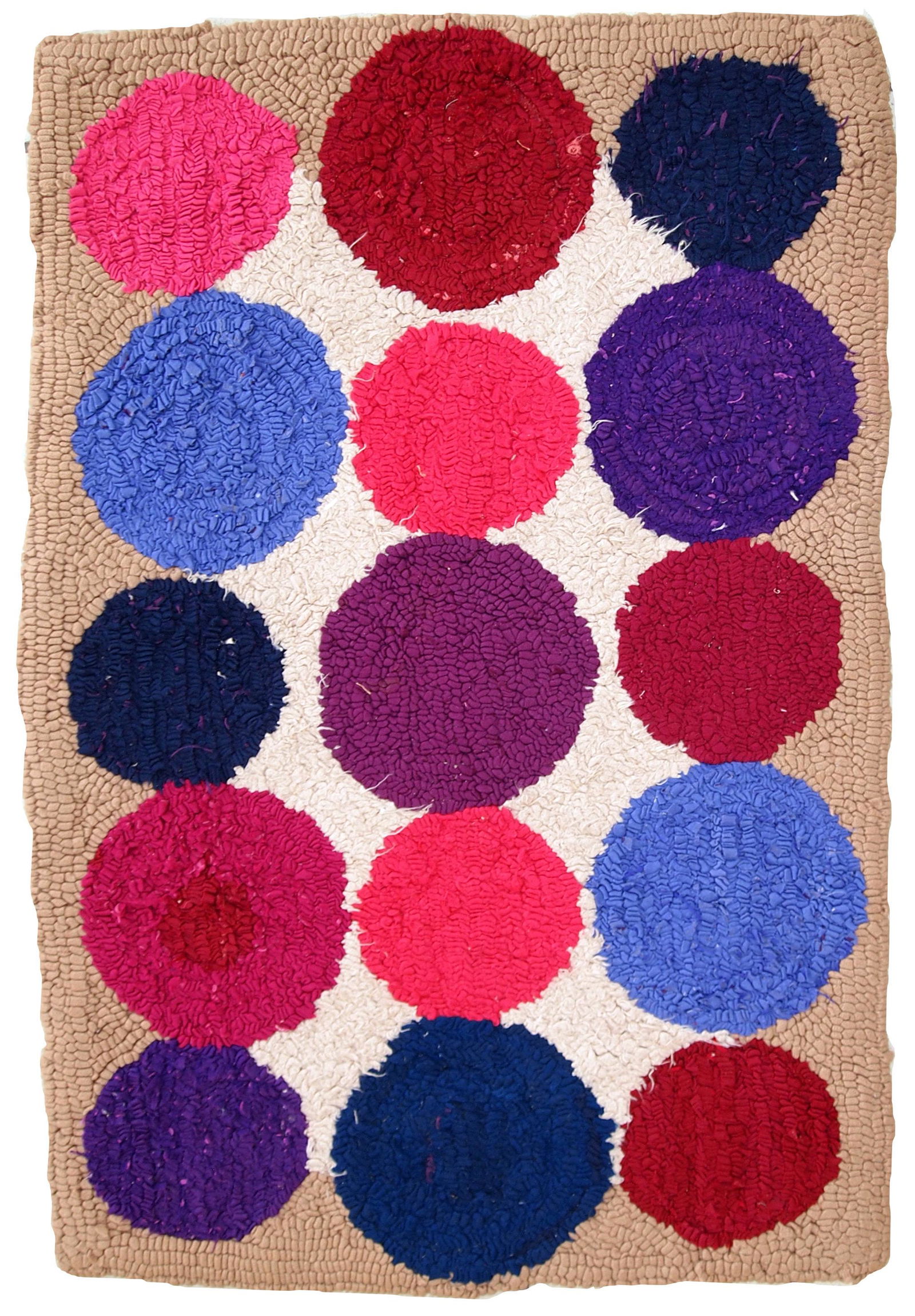 Handmade vintage American Hooked rug 2' x 3.1' (64cm x (1 of 1)