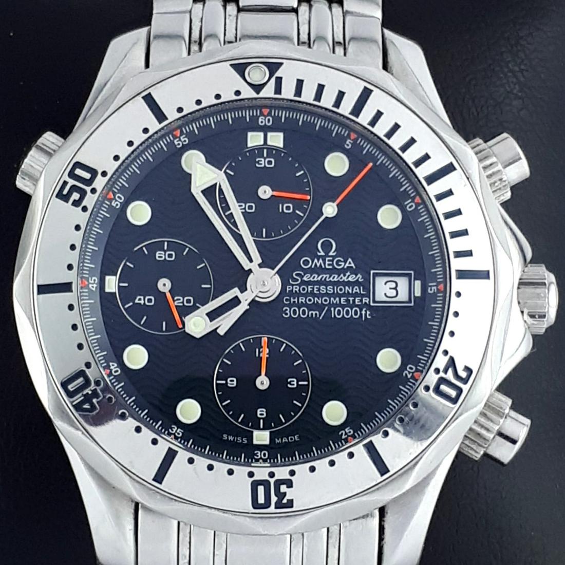 Omega - Seamaster 300m Chronograph Automatic - Ref:: Brand: Omega Model: Seamaster 300m Chronograph Automatic Reference Number: Ref: 1750504 Gender: Men Period: 1990-1999 Movement: Automatic Case material: Steel Type: Chronograph wristwatch Shipped Insu