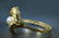 Signed Brutalist Retro 14 Karat Yellow Gold Pearl Ring - 2